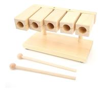 Wood Percussion Block Maple Wood Percussion Block, Percussions Instrument for Music Teaching, Music Blocks with Hammer 5 Tone Musical Instrument for Classroom Yoga Temple Folk Ensemble