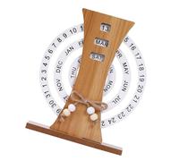 Wood Permanent Calendar Handcrafts Moon Shape Desk Decors With Adjustable Date And Week Display For Home And Office Rotatable Time Record Card