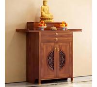 Wood Personal Shrine Altar Table, Chinese Buddhist Meditation Cabinet, Traditional Entryway Console Table for Prayer, Home Sanctuary(Brown,88cm/34.6in)