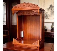 Wood Personal Shrine Altar Table with Pull-out Storage Panel, Buddha Statue Stand for Meditation, Compact Design