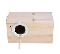 Wood Pet Bird Nest House, Top Cover Breeding Box with Stand, Breeding Box Cage Accessories for Budgerigars, Psittacula Agapornis, Cockatiel Parrots (Open left)
