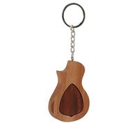 Wood Picks Case Holder, Organizer Storage Gift Guitar Pick Box Wooden Keyring Set for Ukulele for Electric Bass