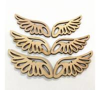Wood Pieces,10Pcs 6x2.5cm Wooden Angel Wings Wooden Slices Hollow Out Ornaments Arts Crafts Decor Style 2