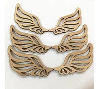 Wood Pieces,10Pcs 6x2.5cm Wooden Angel Wings Wooden Slices Hollow Out Ornaments Arts Crafts Decor Style 1