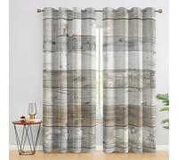 Wood Plank Curtains for Bedroom Living Room, Farmhouse Rustic Blackout Curtains Eyelet 108 Drop 2 Panels, Patterned Window Drapes, Home Decor 90x108 Inch B-D13