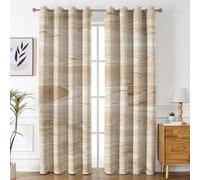 Wood Plank Curtains for Bedroom Living Room, Farmhouse Rustic Blackout Curtains Eyelet 84 Drop 2 Panels, Patterned Window Drapes, Home Decor 52x84 Inch B-D12