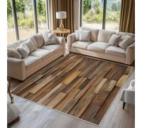 Wood Plank Rugs Living Room Farmhouse Rustic Area Rugs for Bedroom 120 x 170, Printed Anti Slip Washable Short Pile Carpet for Kitchen Home Decor C-N3
