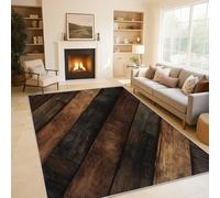 Wood Plank Rugs Living Room Rustic Farmhouse Area Rugs for Bedroom 160 x 230, Printed Anti Slip Washable Short Pile Carpet for Kitchen Home Decor C-N2