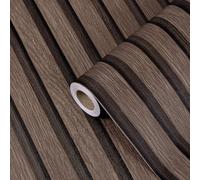 Wood Plank Wallpaper Brown Realistic Wooden Grain Self Adhesive Removable Panel Wall Paper 44 x 305 cm, Vintage Rustic Wallpaper Peel and Stick Contact Paper for Bedroom, Furniture, Feature Walls