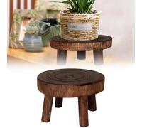 Wood Plant Riser Stands,Mini Round Stool Bonsai Holder,Potted Display Shelf,Small Potted Plant Stands,Round Rustic Planter Stools,Garden Patio Decoration