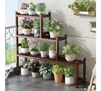 Wood Plant Stand for Indoor/Outdoor, 4-Tier Corner Plant Shelf, Brown Wooden Plant Rack, Perfect for Living Room, Balcony, Garden, 90x20x80cm