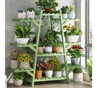 Wood Plant Stand Modern Tall Corner Rack for Garden/Balcony/Living Room Nine Tier Multiple Flower Pot Holder Shelves Planter Shelf Display nizer Green
