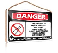 Wood Plaque Hanging Sign Danger Tampering With This Meter Is Dangerous And Illegal Wooden Sign Plaque Sign Wooden Decorative Plaque(20X30CM)