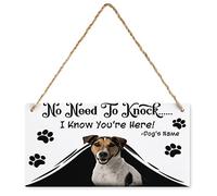 Wood Plaque No Need to Knock I Know You're Here! Jack Russell Terrier Farmhouse Sign Dog Face Photo Porch Sign Playroom Sign Custom Wood Sign 5x10 Inch