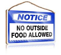 Wood Plaque Notice No Outside Food Allowed With Cool Desk Accessory Retro