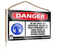 Wood Plaque Wood-based Panel | Forbidden & Pre-installed Hook - Country Decor For The Home/Danger Do Not Enter Without Ear Protection