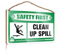 Wood Plaque | Wooden Board & Bathroom Rules Wall Decor Smooth Edge - Tuscan Bathroom Decor/Bathroom Decor For Shelves, Safety First Clean Up Spill