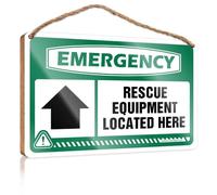 Wood Plaque | Wooden Board & No Soliciting Smooth Edge - Farm Kitchen Decor/Office Decoration For Work, Emergency Rescue Equipment Located Here