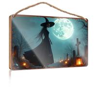 Wood Plaques For Crafts A Witch'S Nightly Vigil Under The Full Moon Wooded Sign Garden Gifts Hanging Bathroom Sign(23X35CM)