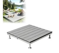 Wood Plastic Composite Deck Tile Kit, Weatherproof Floating Platform,Gray | Elevated modular WPC flooring with adjustable metal legs-choose Brown, Gray, or Wood Tone
