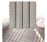 Wood-Plastic Composite Deck Tiles, Interlocking Patio Flooring for Outdoor Use, Waterproof WPC Tiles for Garden, Balcony, Poolside