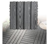 Wood-Plastic Composite Deck Tiles, Interlocking Patio Flooring for Outdoor Use, Waterproof WPC Tiles for Garden, Balcony, Poolside