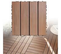 Wood-Plastic Composite Deck Tiles, Interlocking Patio Flooring for Outdoor Use, Waterproof WPC Tiles for Garden, Balcony, Poolside