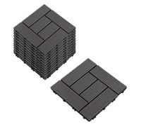 Wood Plastic Composite Patio Deck Tiles | Multicolor 11/12/27/36 pcs 12x12 inch Balcony Flooring: WPC Drainage Snap Together(Black,27PCS)