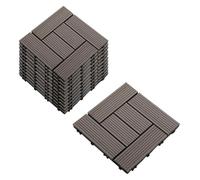 Wood Plastic Composite Patio Deck Tiles | Multicolor 11/12/27/36 pcs 12x12 inch Balcony Flooring: WPC Drainage Snap Together(Grey,36PCS)