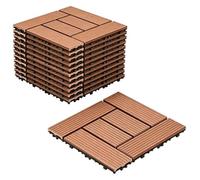 Wood Plastic Composite Patio Deck Tiles | Multicolor 11/12/27/36 pcs 12x12 inch Balcony Flooring: WPC Drainage Snap Together(Yellow,11PCS)