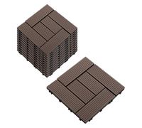 Wood Plastic Composite Patio Deck Tiles | Multicolor 11/12/27/36 pcs 12x12 inch Balcony Flooring: WPC Drainage Snap Together(Coffee,11PCS)