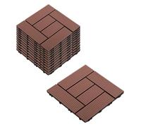 Wood Plastic Composite Patio Deck Tiles | Multicolor 11/12/27/36 pcs 12x12 inch Balcony Flooring: WPC Drainage Snap Together(Red,36PCS)