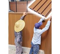 Wood Plastic Composite Privacy Fence Panels - Decorative Grooved Slatted Outdoor & Indoor Barrier for Patios, Decks, Gardens - Durable, Weather-Resistant, Stylish Privacy Solution