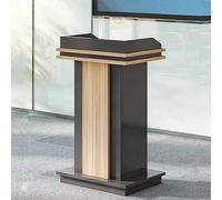 Wood Podium Church Pulpit Stand with Storage Shelf Ideal for Office School Easy Assembly Reception Desk Speaking Lectern Durable Construction