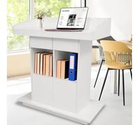 Wood Podium, Wooden Lectern Podium Stand, 18mm Board Thickness Church Pulpit, Lecterns & Podiums with 3-Tier Storage, Floor Standing Pulpits for Churches Classroom (White, 31.5 * 20in)