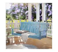 Wood Porch Swing, Outdoor Patio Hanging Bench Chair, Hanging Porch Swing Heavy Duty for Porch, Yard, Balcony(Blue,150cm/59in)