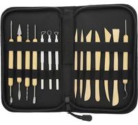 Wood Pottery Tool Set, 14 Piece All-in-one Wood Clay Modeling Tools Boxwood Sculpey Sculpture Ceramic Tools Kit with Convient Carry Storage Case