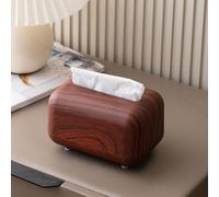 Wood Printed Magnetic Tissue Box With Spring Loaded Mechanism And Non Slip Base For Secure Use On Flat Surfaces(Red wood)