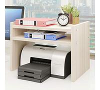 Wood Printer Stand for Home Office - Compact Laser Printer Riser with Storage Shelf Copier & Scanner nizer Original Wood Finish Desk Paper Holder for Efficient Workspace.