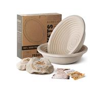 Wood Pulp Banneton Bread Proofing Baskets Set of 2, 9 Inch Round 2.2LB Sourdough Banneton Basket with Liner, Non-Stick Dough Proofing Bowl for Rising and Baking