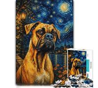 Wood Puzzle, Adult Jigsaw, Boxer Dog Starry Night, 1000 Pieces | A flexible puzzle activity: a practical indoor pastime on weekends.