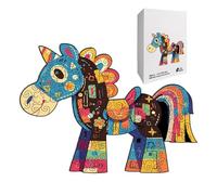 Wood Puzzle - Learning Horse-Shaped Decoration - Wooden Irregular Shape Puzzle | for Travel Vacation Road Trip Airplane Car Ride Waiting Room Family Grandparent Grandchild