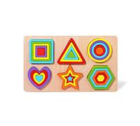 Wood Puzzle Toy Geometry Shape Matching Building Block Logarithmic Preschool Educational Puzzle Toy For Toddler Block Puzzles Educational Interactively Assembly Puzzles Interactively
