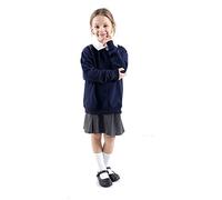 WOOD QUAIL Boys Girls Kids Round/V- Neck Jumpers Button Cardigans Fleece Sweater Long Sleeve TOP Sweat Shirt School Uniform Ages 5-13 (5-6 Years, V Neck Navy Blue)