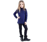 WOOD QUAIL Girls High Neck Tops Kids Unisex Long Sleeve Turtle Roll Neck T Shirt Top UK Size (5-13 Years) (7-8 Years, Navy Blue)