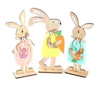 Wood Rabbit Stand Up Sign, Easter Bunny Tiered Tray Decor, Rustic Table Sign For Home Spring Birthday Party Decorate