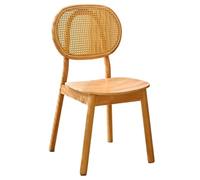 Wood Rattan Dining Chairs - Stackable No Arm Accent Chairs with Woven Back for Living Room & Balcony - Stylish Furniture for Dining Room