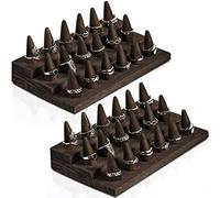 Wood Ring Display 2 Pieces Ring Holder for Jewelry Wooden Ring Stand Jewelry Counter Showcase 3 Step Ring Organizer for 18 Rings Storage Selling, One Size, Wood