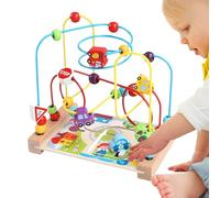 Wood Roller Coaster - Smooth Design Motor Toy, Infantse Coordination Trainer, Color Loop Playset, Preschool Focus Aid | Interactive Smooth Design Bead Circuit for Age Two Three Growth