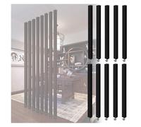 Wood Room Divider from Floor to Ceiling 6-10 Pieces Black Slat Partition for Studio/Apartments/Tea Rooms/Stair Entrances Adjustable Feet for Easy Setup